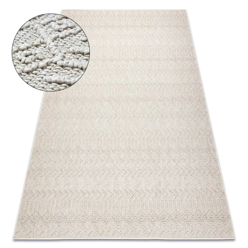 Teppich JERSEY 19243 creme - Fischgrät, Struktur, Schleife BOHO