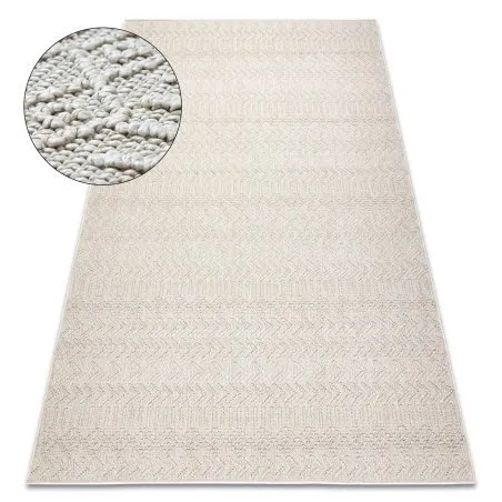 Teppich JERSEY 19243 creme - Fischgrät, Struktur, Schleife BOHO