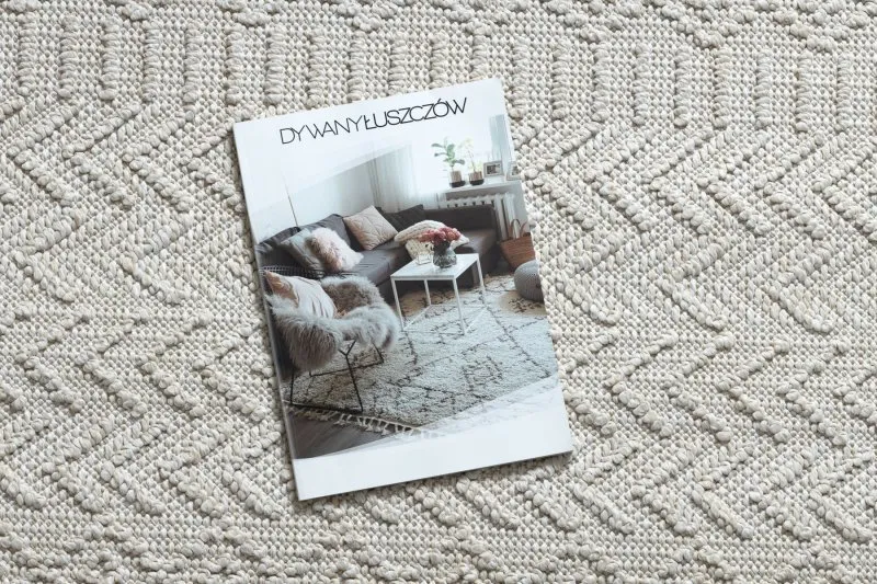 Teppich JERSEY 19243 creme - Fischgrät, Struktur, Schleife BOHO