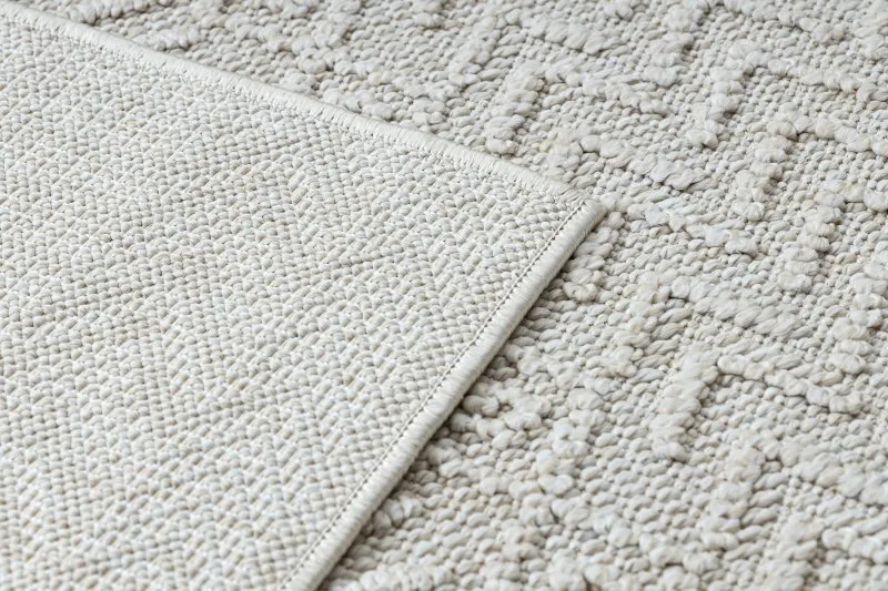 Teppich JERSEY 19243 creme - Fischgrät, Struktur, Schleife BOHO