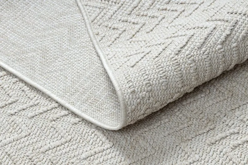 Teppich JERSEY 19243 creme - Fischgrät, Struktur, Schleife BOHO