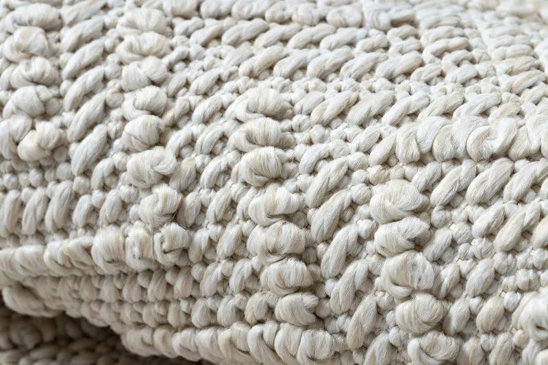 Teppich JERSEY 19243 creme - Fischgrät, Struktur, Schleife BOHO