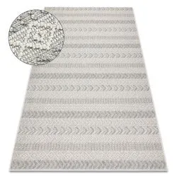 Teppich JERSEY grau - Fischgrät, Struktur, Schleife BOHO