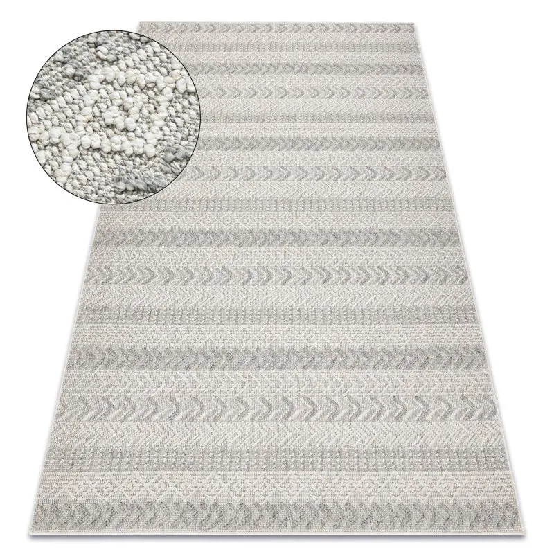 Teppich JERSEY 19243 grau - Fischgrät, Struktur, Schleife BOHO