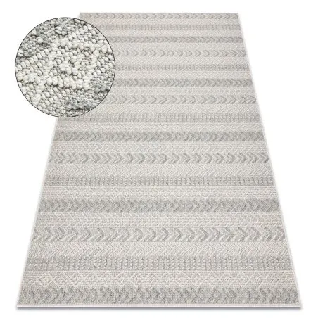 Teppich JERSEY 19243 grau - Fischgrät, Struktur, Schleife BOHO