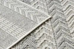 Teppich JERSEY 19243 grau - Fischgrät, Struktur, Schleife BOHO