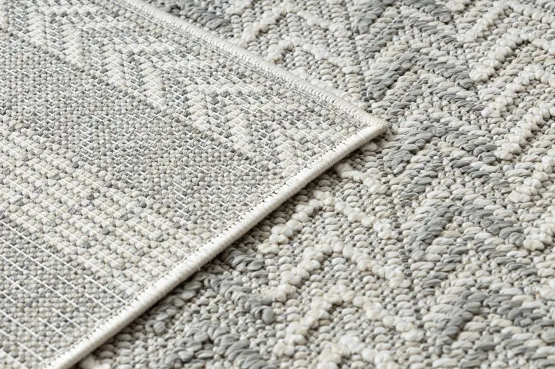 Teppich JERSEY 19243 grau - Fischgrät, Struktur, Schleife BOHO