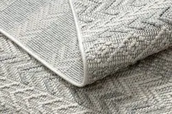 Teppich JERSEY 19243 grau - Fischgrät, Struktur, Schleife BOHO