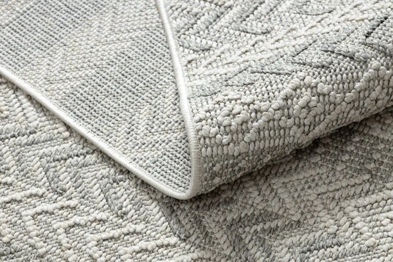 Teppich JERSEY 19243 grau - Fischgrät, Struktur, Schleife BOHO