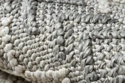 Teppich JERSEY 19243 grau - Fischgrät, Struktur, Schleife BOHO