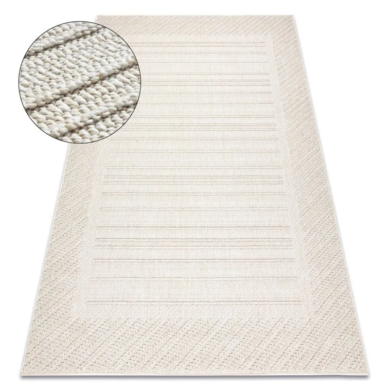 Teppich JERSEY 19261 creme - Rahmen, struktur, Schleife BOHO