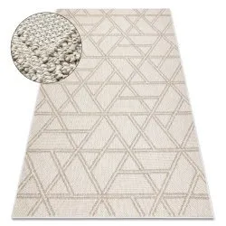 Teppich JERSEY beige - Rauten, geometrisch, Struktur, Schleife BOHO