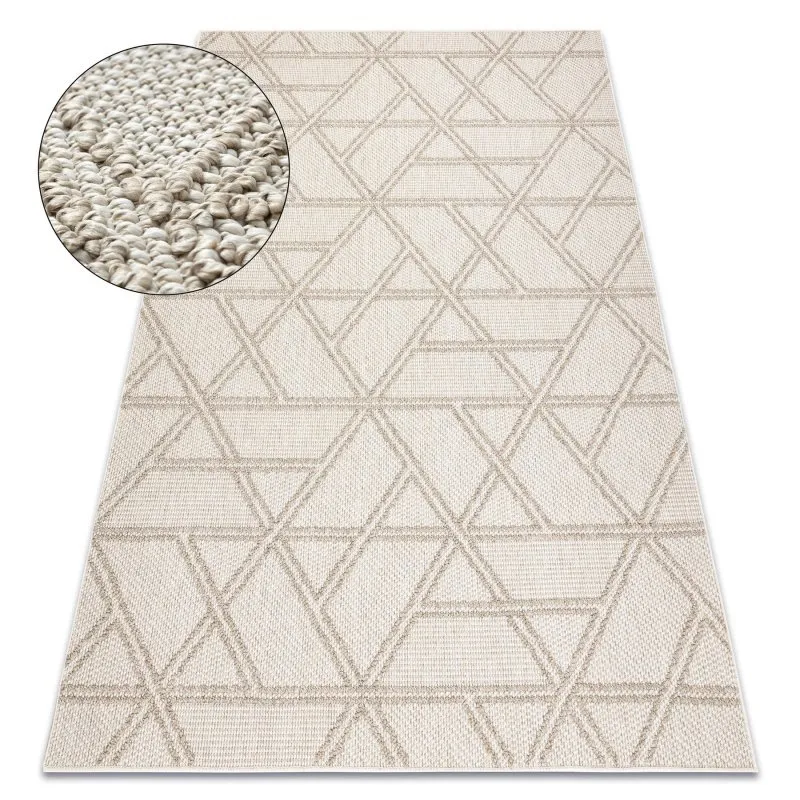 Teppich JERSEY 19241 beige - Rauten, geometrisch, Struktur, Schleife BOHO