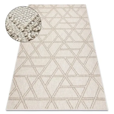 Teppich JERSEY 19241 beige - Rauten, geometrisch, Struktur, Schleife BOHO