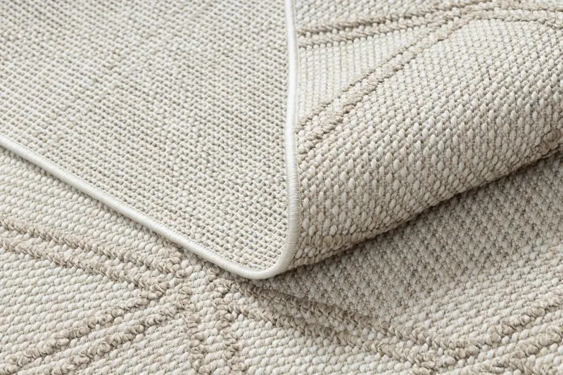 Teppich JERSEY 19241 beige - Rauten, geometrisch, Struktur, Schleife BOHO