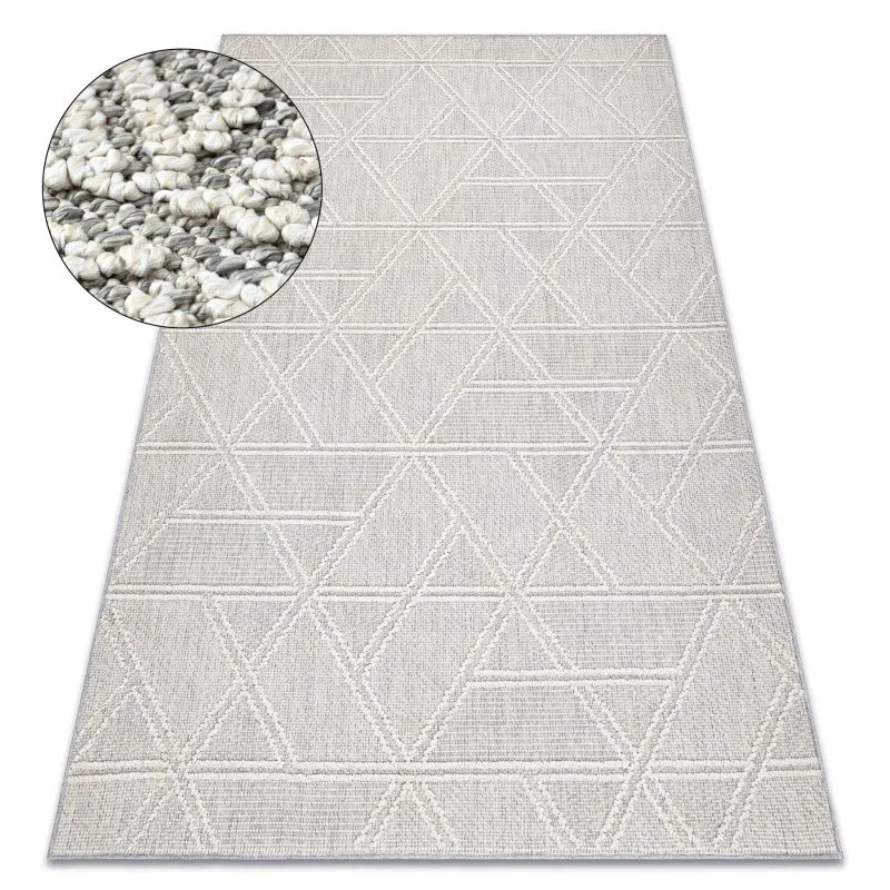 Teppich JERSEY 19241 grau - Rauten, geometrisch, Struktur, Schleife BOHO