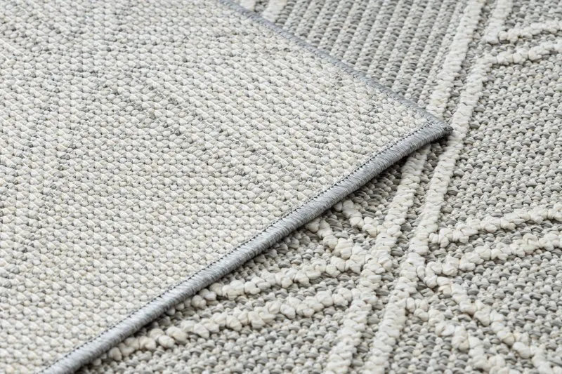 Teppich JERSEY 19241 grau - Rauten, geometrisch, Struktur, Schleife BOHO