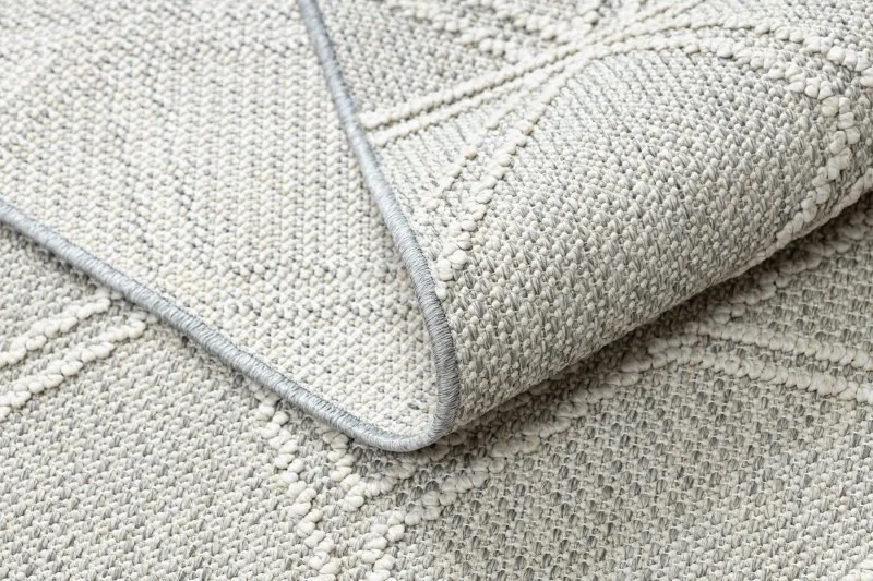 Teppich JERSEY 19241 grau - Rauten, geometrisch, Struktur, Schleife BOHO
