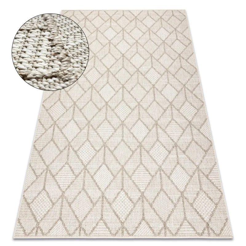 Teppich JERSEY 19231 beige - Geometrisch, Struktur, Schleife BOHO