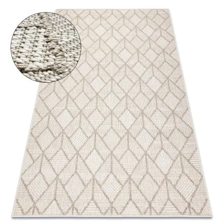 Teppich JERSEY 19231 beige - Geometrisch, Struktur, Schleife BOHO