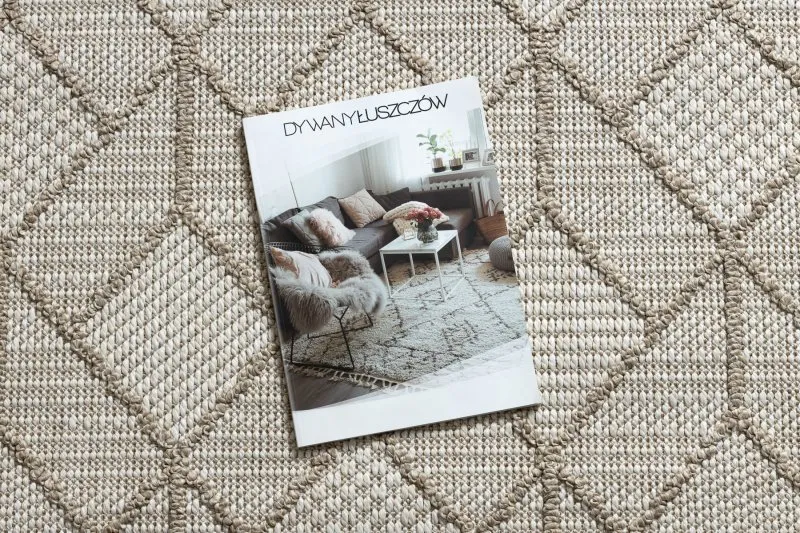 Teppich JERSEY 19231 beige - Geometrisch, Struktur, Schleife BOHO