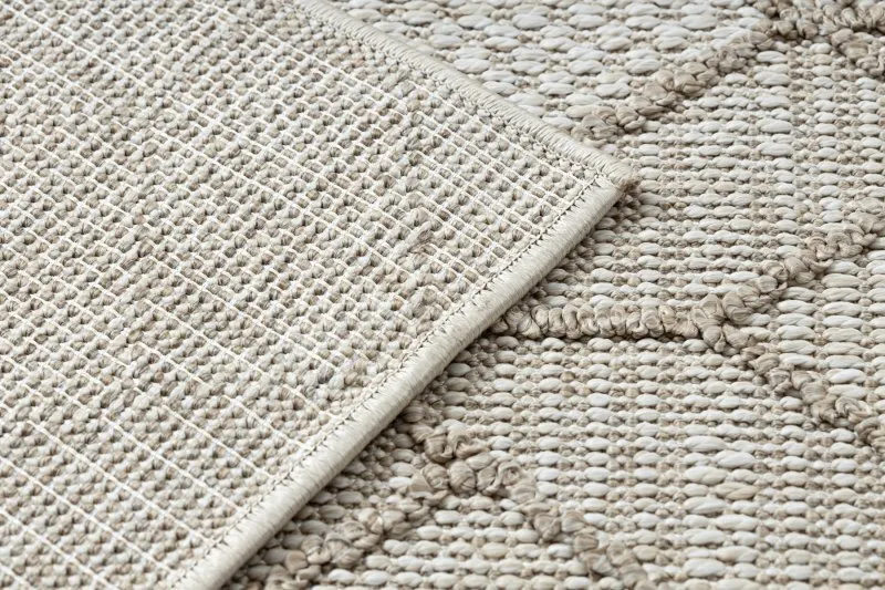 Teppich JERSEY 19231 beige - Geometrisch, Struktur, Schleife BOHO