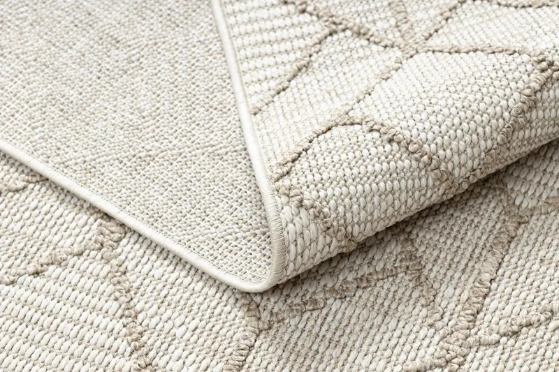 Teppich JERSEY 19231 beige - Geometrisch, Struktur, Schleife BOHO