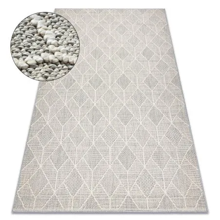 Teppich JERSEY 19231 grau - Geometrisch, Struktur, Schleife BOHO
