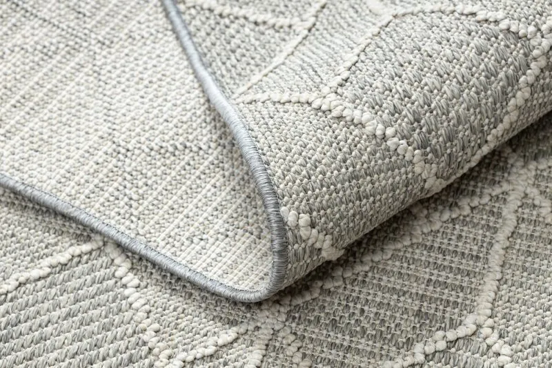 Teppich JERSEY 19231 grau - Geometrisch, Struktur, Schleife BOHO