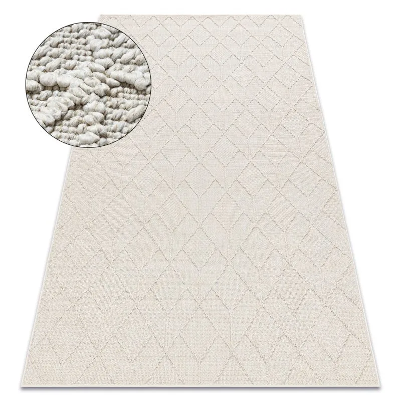 Teppich JERSEY 19231 creme - Geometrisch, Struktur, Schleife BOHO