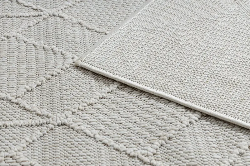 Teppich JERSEY 19231 creme - Geometrisch, Struktur, Schleife BOHO
