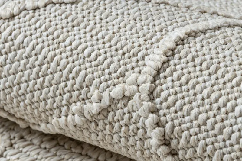 Teppich JERSEY 19231 creme - Geometrisch, Struktur, Schleife BOHO