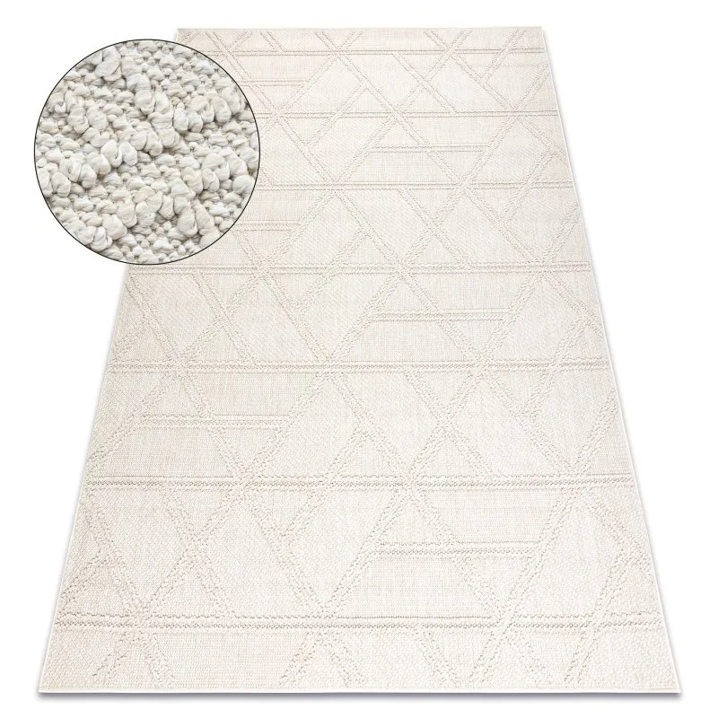 Teppich JERSEY 19241 creme - Rauten, geometrisch, struktur, Schleife BOHO