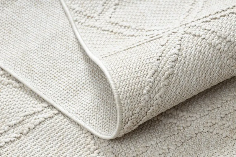 Teppich JERSEY 19241 creme - Rauten, geometrisch, struktur, Schleife BOHO
