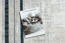 Moderner Teppich DUKE 51523 creme / blau - Rahmen, strukturiert, sehr weich, Fransen