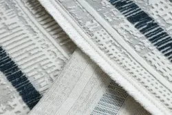 Moderner Teppich DUKE 51523 creme / blau - Rahmen, strukturiert, sehr weich, Fransen