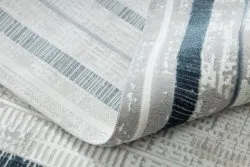 Moderner Teppich DUKE 51523 creme / blau - Rahmen, strukturiert, sehr weich, Fransen