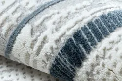 Moderner Teppich DUKE 51523 creme / blau - Rahmen, strukturiert, sehr weich, Fransen