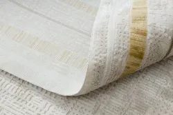 Moderner Teppich DUKE 51523 creme / gold - Rahmen, strukturiert, sehr weich, Fransen