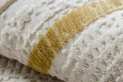 Moderner Teppich DUKE 51523 creme / gold - Rahmen, strukturiert, sehr weich, Fransen