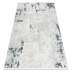 Moderner Teppich DUKE creme / blau - Beton, Stein strukturiert, sehr weich, Fransen