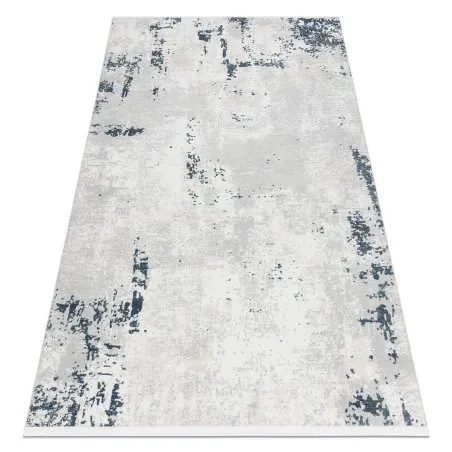 Moderner Teppich DUKE 51378 creme / blau - Beton, Stein strukturiert, sehr weich, Fransen