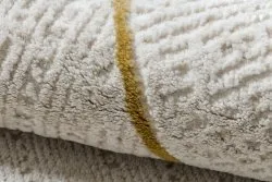 Moderner Teppich DUKE 51245 creme / gold - Gitter, strukturiert, sehr weich, Fransen