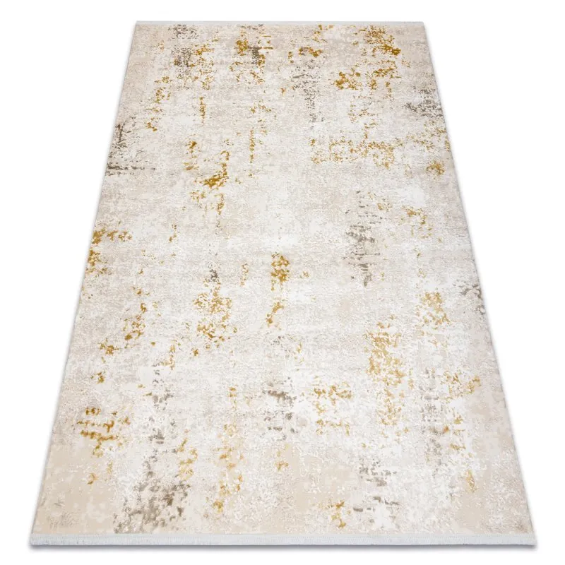 Moderner Teppich DUKE 51546 creme / gold - Vintage, strukturiert, sehr weich, Fransen