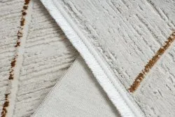 Moderner Teppich DUKE 51557 creme / gold - Geometrisch, strukturiert, sehr weich, Fransen