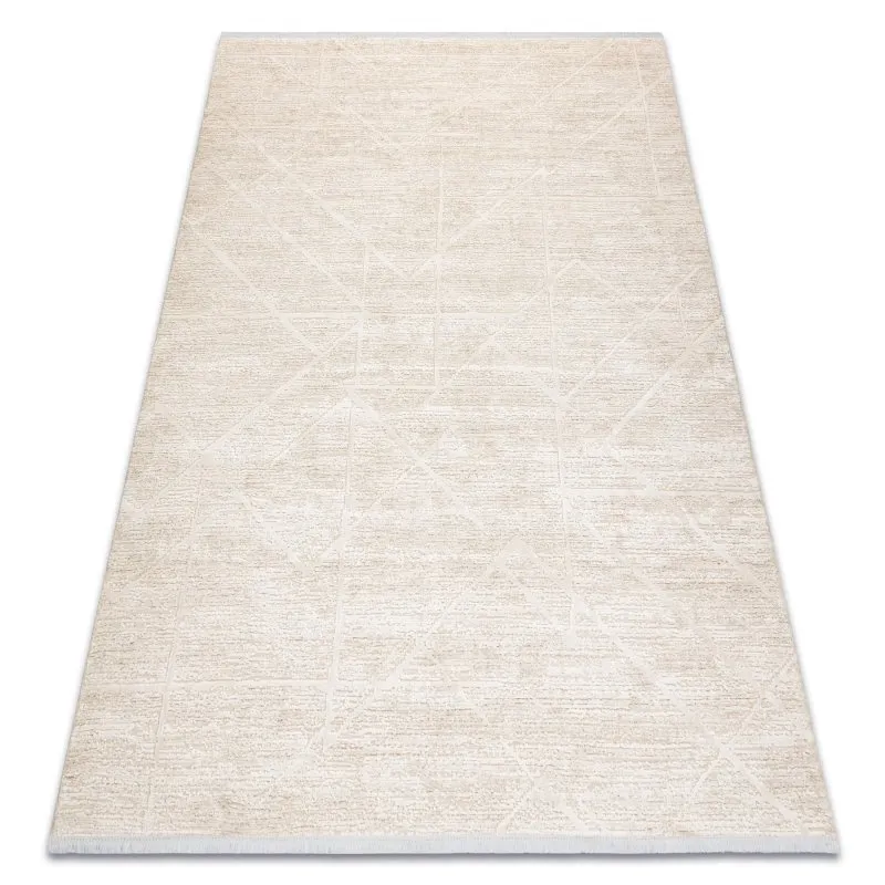 Moderner Teppich DUKE 51533 creme - Geometrisch, strukturiert, sehr weich, Fransen