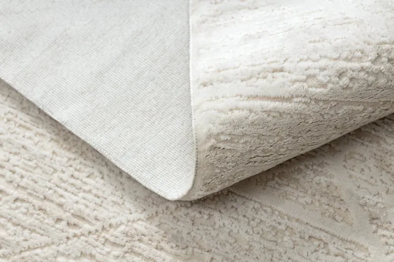 Moderner Teppich DUKE 51533 creme - Geometrisch, strukturiert, sehr weich, Fransen