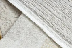 Moderner Teppich DUKE 51524 creme / gold - Rahmen, griechisch strukturiert, sehr weich, Fransen