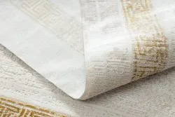 Moderner Teppich DUKE 51524 creme / gold - Rahmen, griechisch strukturiert, sehr weich, Fransen