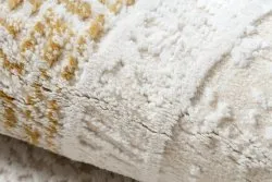 Moderner Teppich DUKE 51524 creme / gold - Rahmen, griechisch strukturiert, sehr weich, Fransen
